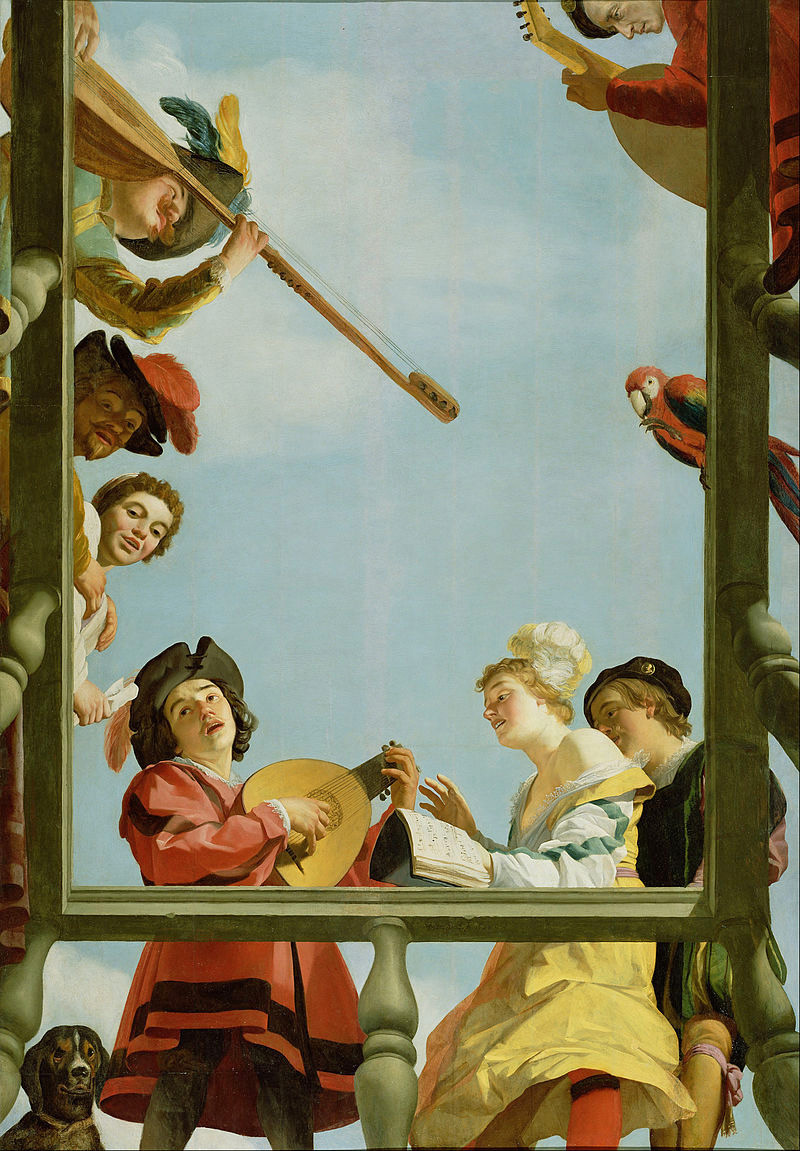 musical group on a balcony